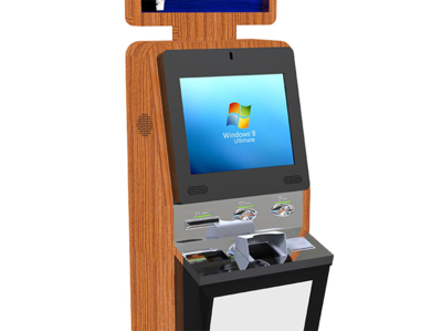 木质酒店智能入住终端机 科技与自然的和谐共生